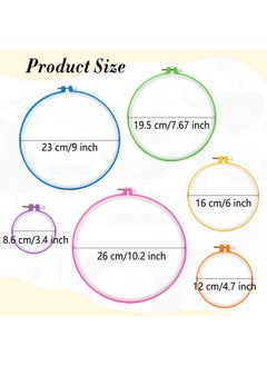 Pllieay 6 Pieces Plastic Embroidery Hoops Set And 16 Pieces Needles Plastic Circle Cross Stitch Hoop Ring 3.4 Inch To 10.2 Inch For Embroidery And Cross Stitch(Multicolor)  - Image 2