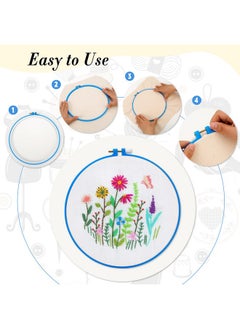 Pllieay 6 Pieces Plastic Embroidery Hoops Set And 16 Pieces Needles Plastic Circle Cross Stitch Hoop Ring 3.4 Inch To 10.2 Inch For Embroidery And Cross Stitch(Multicolor)  - Image 4