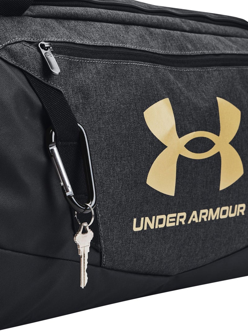 Under Armour Unisex-Adult Undeniable 5.0 Duffle, Black Medium Heather (002)/Metallic Gold, Small - Image 5