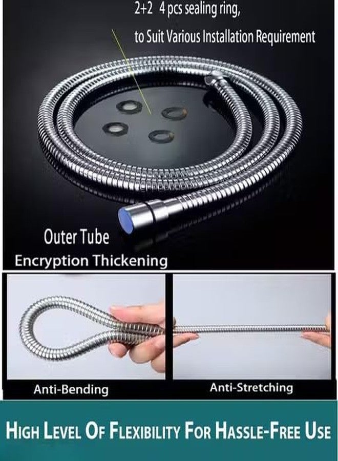 Misri 1.5 meter Stainless Steel Double-Buckle Flexible Shower Hose Hand Shower Hose Shower Tube, Health Faucet Tube for Bathroom, Faucet Pipe for Toilet, Flexible Tube (1 PCS) - Image 4