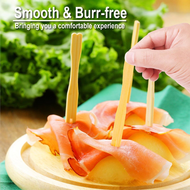 Vicuna R 400 Bamboo Appetizer Forks, 3.5 Inch Mini Bamboo Forks for Charcuterie Boards Accessories, Fancy Toothpicks for Appetizers, Disposable Wooden Cocktail Fork, Small Fruit Food Picks for Party Supplies - Image 2