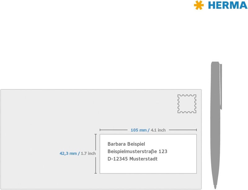 HERMA Self Adhesive Removable Multi-Purpose Labels, 14 Labels Per A4 Sheet, 350 Labels For Printers, Large, 105 x 42.3 mm (5081), White Smooth joint - Image 4