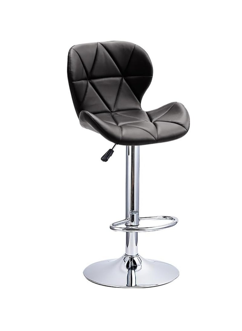 CityRiya-Long Height Adjustable Barstools Pu Faux Leather Padded Swivel Barstools Modern Counter Height Chairs With Backrest And Footrest For Pub Kitchen Counter Black, 1  - Image 1