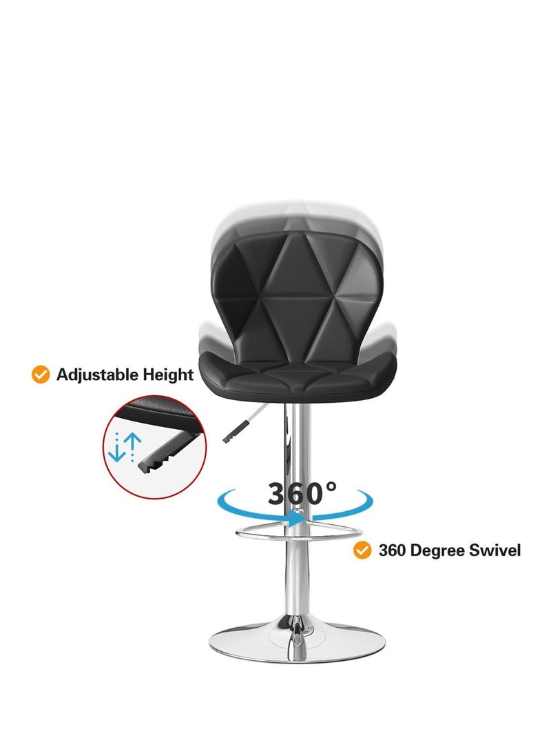CityRiya-Long Height Adjustable Barstools Pu Faux Leather Padded Swivel Barstools Modern Counter Height Chairs With Backrest And Footrest For Pub Kitchen Counter Black, 1  - Image 5