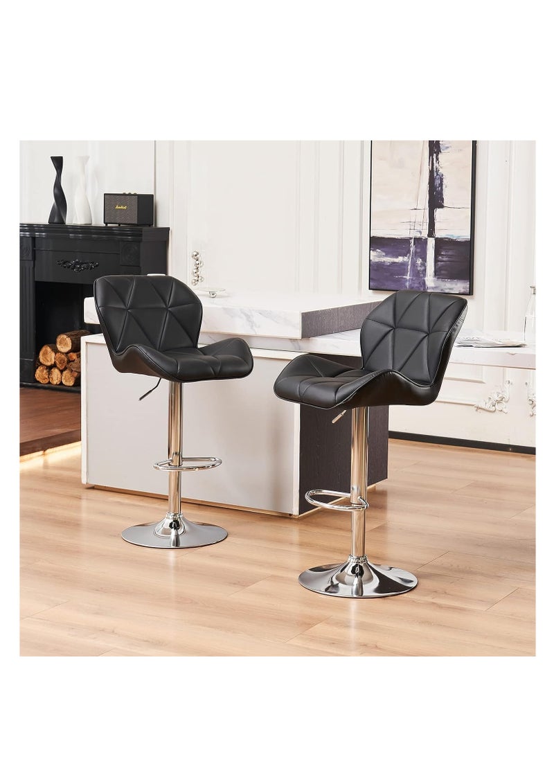 CityRiya-Long Height Adjustable Barstools Pu Faux Leather Padded Swivel Barstools Modern Counter Height Chairs With Backrest And Footrest For Pub Kitchen Counter Black, 1  - Image 3