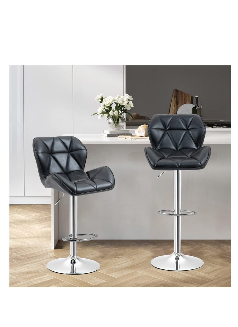CityRiya-Long Height Adjustable Barstools Pu Faux Leather Padded Swivel Barstools Modern Counter Height Chairs With Backrest And Footrest For Pub Kitchen Counter Black, 1  - Image 4