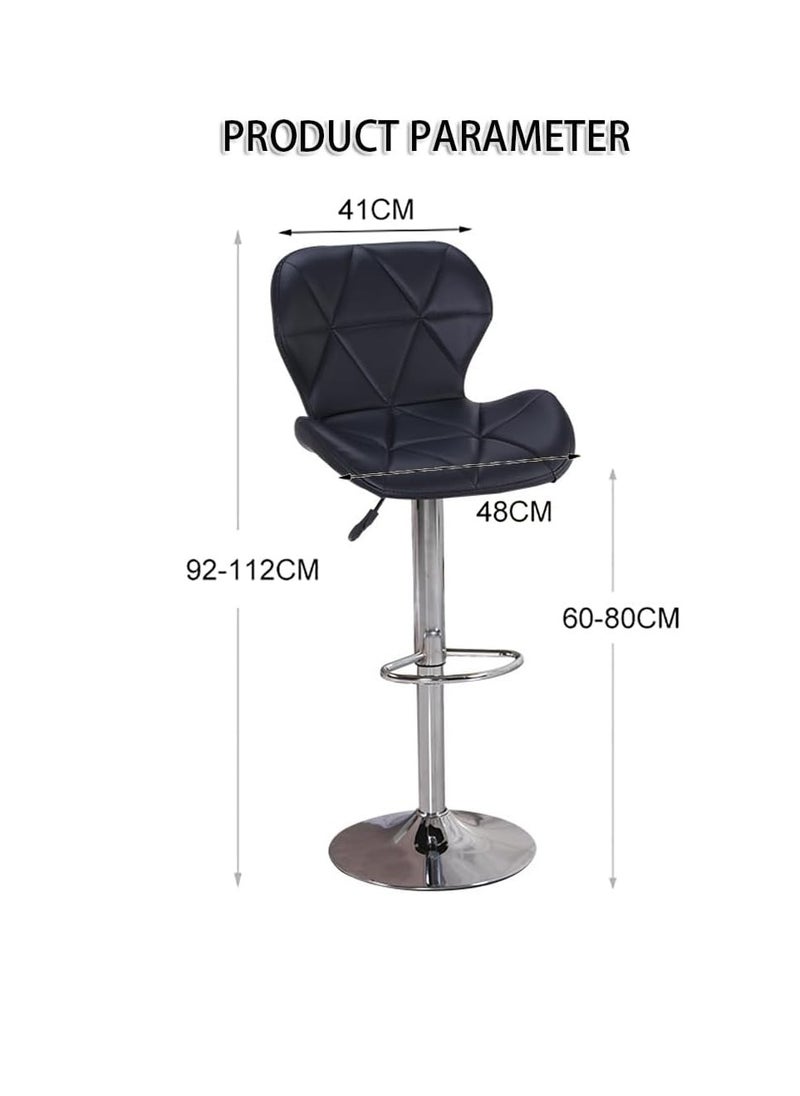 CityRiya-Long Height Adjustable Barstools Pu Faux Leather Padded Swivel Barstools Modern Counter Height Chairs With Backrest And Footrest For Pub Kitchen Counter Black, 1  - Image 2