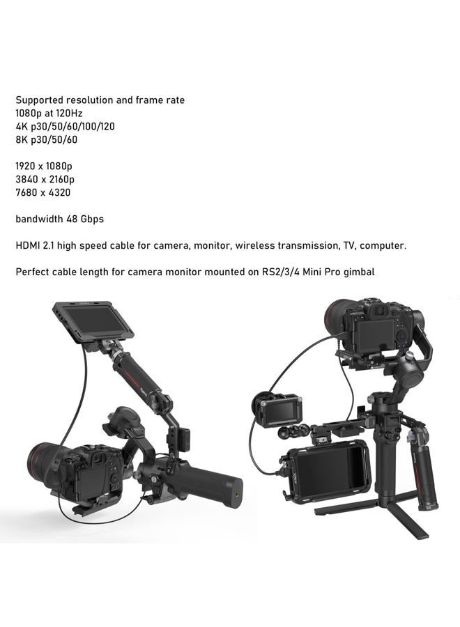 HangTon Mini HDMI to HDMI 8K 4K60p Cable for Canon EOS R RP XA70 6D Mark II 5D Mark IV Camera ATOMOS Ninja V SmallHD Ultra Monitor, Rigth Angle Type A C HDMI 2.1 Red 50cm - Image 5