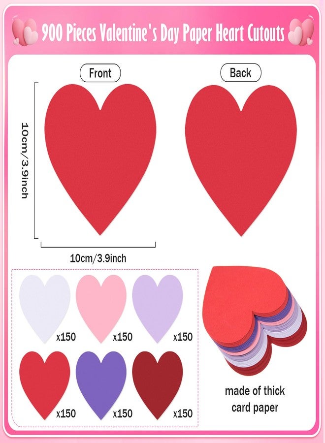 MixTeach 900 Pcs Valentine's Day Paper Hearts Cutouts, 6 Colors - Image 2