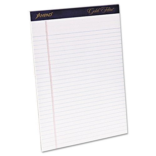 Ampad Gold Fibre Writing Pads, Legal/Wide Rule, Letter Size (8 1/2 in x 11 3/4 in), White, Four 50-Sheet Pads per Pack (20-031) - Image 1
