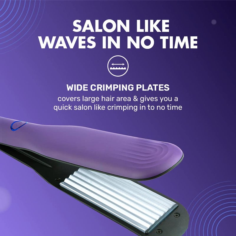 Syska HCM100 SalonFinish Hair Crimper With Ceramic Coating, Wide Plate & PTC Heating Technology (Purple) - Image 4