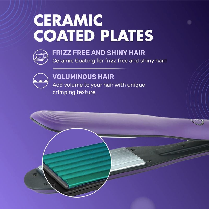 Syska HCM100 SalonFinish Hair Crimper With Ceramic Coating, Wide Plate & PTC Heating Technology (Purple) - Image 2