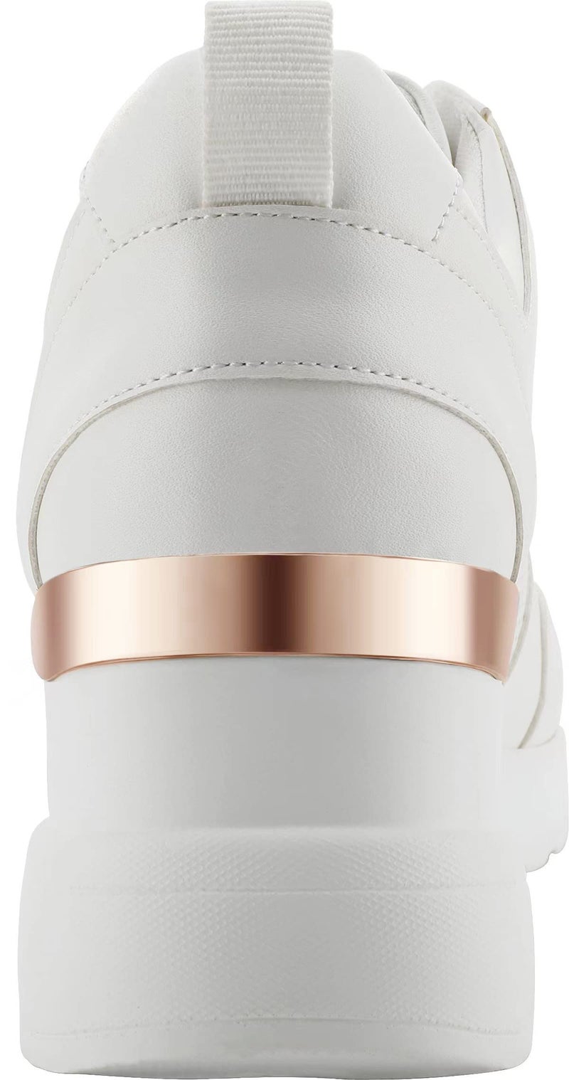 YZ Fashion Wedge Sneaker for Women High Heel Lace Up Platform Sneakers (White, 7) - Image 3