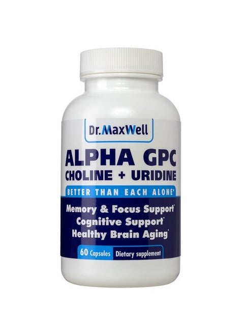 Alpha GPC 600mg + Uridine, a Choline Enhancer. Better Than Alpha-GPC or Uridine Alone. Best Alpha GPC Choline: 2in1, Soy Free, No Fillers, USA. Best Choline Form, 60 Pills, Acetylcholine Precursor