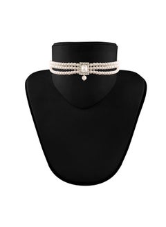 I Jewels I Jewels Silver Plated Traditional Stone Pearl Choker Necklace Jewellery Set For Women/Girls (ML237ZW)  - Image 2