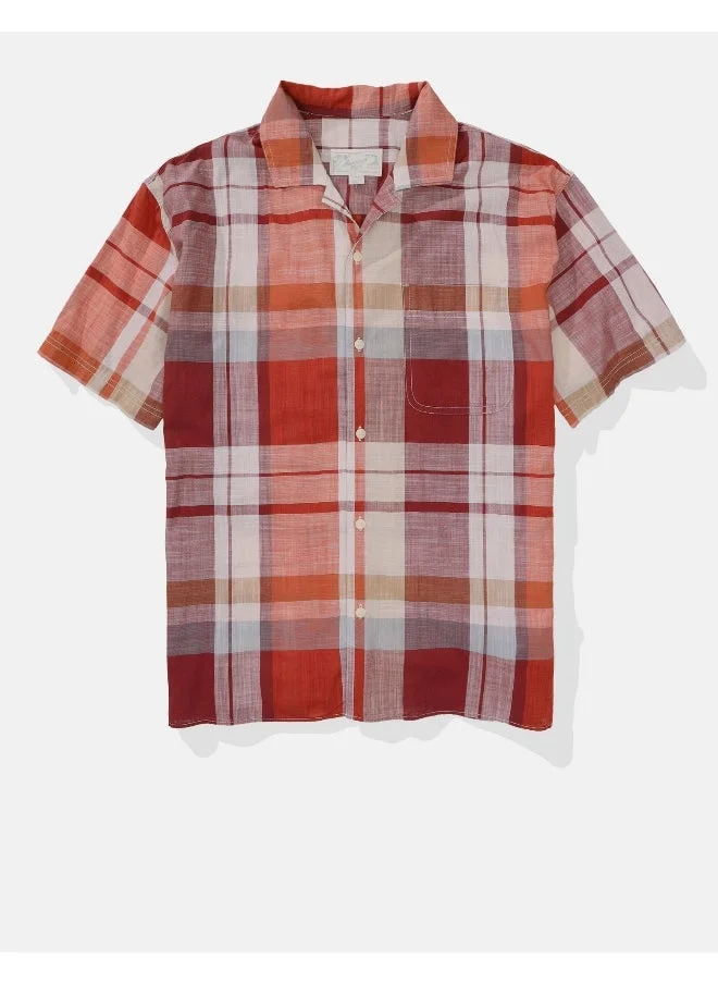 امريكان ايجل AE Plaid Button-Up Poolside Shirt