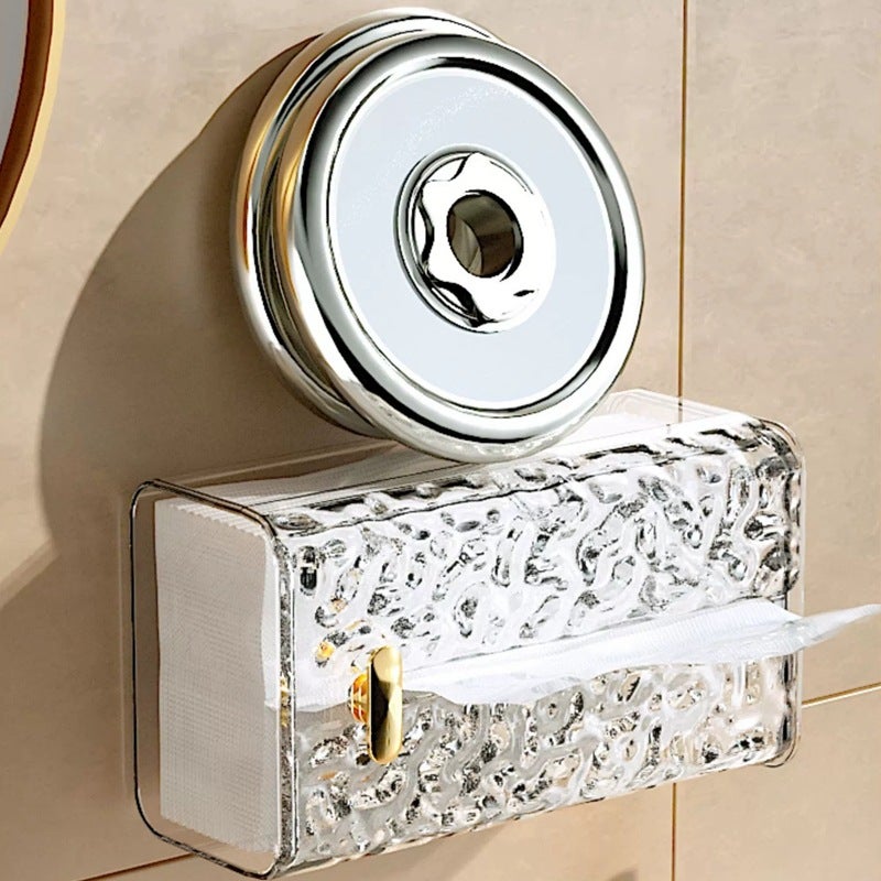 Glacier Pattern Tissue Box Wall-mounted Paper Box Household Kitchen Napkin Box Light Luxury Style Wash Face Towel Storage Box(transparent green transparent green) - Image 5