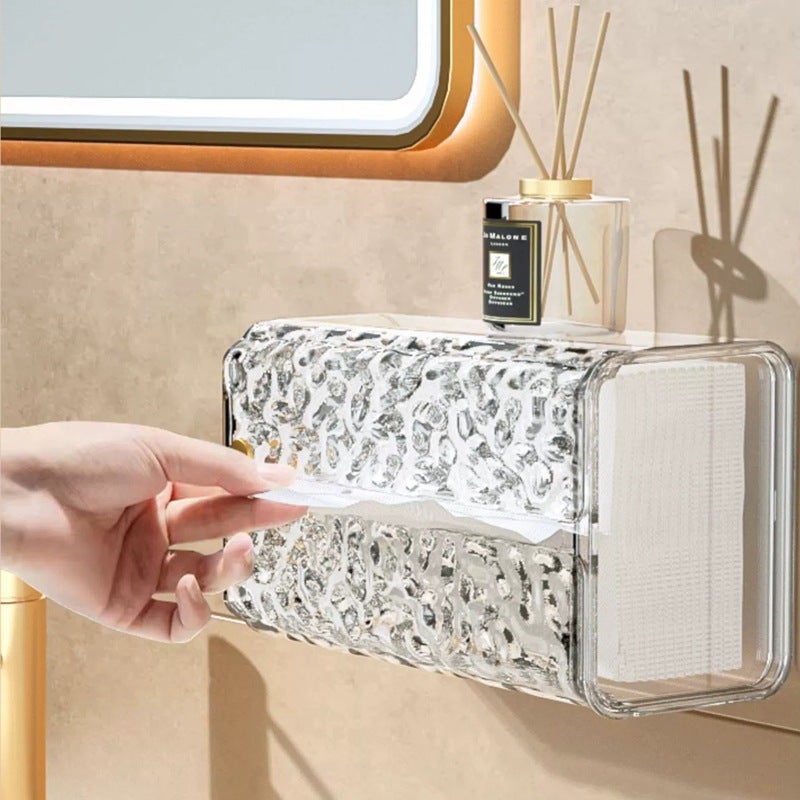 Glacier Pattern Tissue Box Wall-mounted Paper Box Household Kitchen Napkin Box Light Luxury Style Wash Face Towel Storage Box(transparent green transparent green) - Image 4
