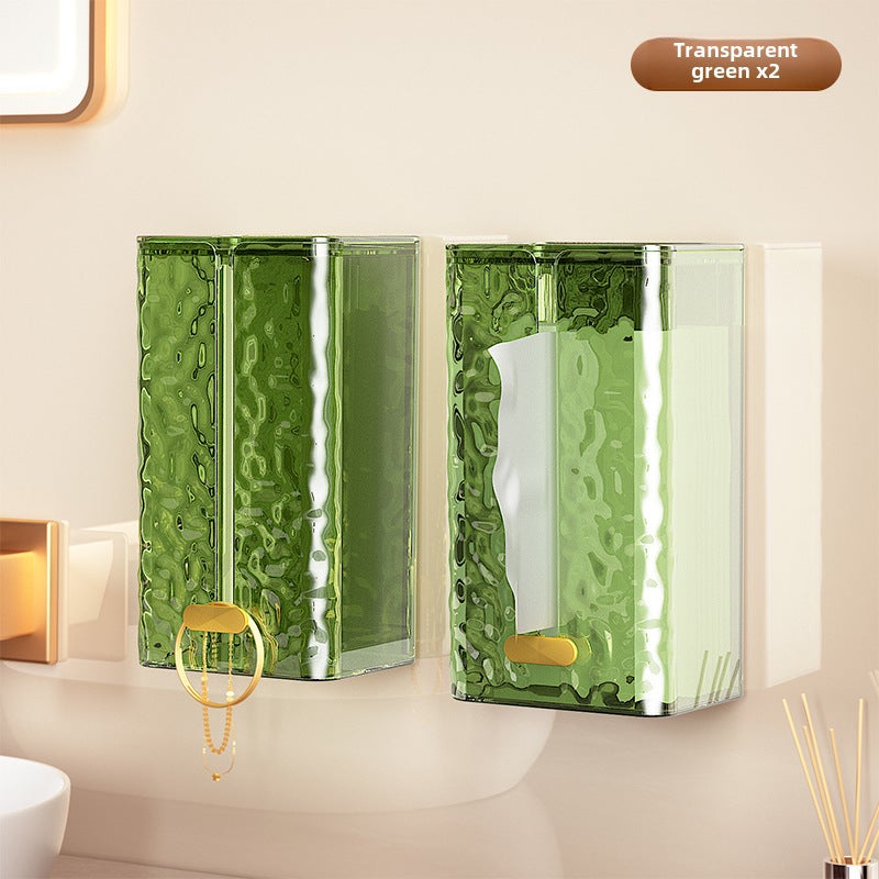Glacier Pattern Tissue Box Wall-mounted Paper Box Household Kitchen Napkin Box Light Luxury Style Wash Face Towel Storage Box(transparent green transparent green) - Image 1