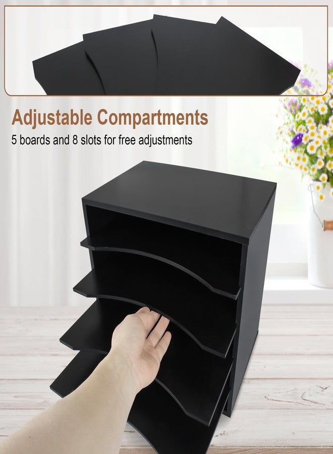 EMERIT 4-Tier Adjustable Paper Organizer, Large Capacity Book Shelf for Textbooks/Magazines/Office Files, Wooden Dividers, 7 lbs per Shelf, Black - Image 3