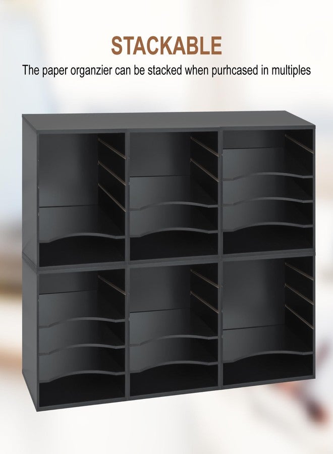 EMERIT 4-Tier Adjustable Paper Organizer, Large Capacity Book Shelf for Textbooks/Magazines/Office Files, Wooden Dividers, 7 lbs per Shelf, Black - Image 5