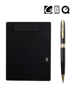 GBQ PU Leather Clipboard Folder Board Clip Meeting Minutes Vertical Writing Board Signature Board Clip Cardboard with 1 Signature Pen, For Office, Home, School Black  - Image 1