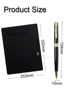 GBQ PU Leather Clipboard Folder Board Clip Meeting Minutes Vertical Writing Board Signature Board Clip Cardboard with 1 Signature Pen, For Office, Home, School Black  - Image 2