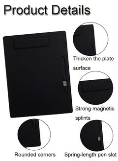 GBQ PU Leather Clipboard Folder Board Clip Meeting Minutes Vertical Writing Board Signature Board Clip Cardboard with 1 Signature Pen, For Office, Home, School Black  - Image 3