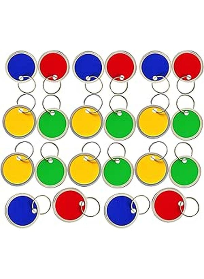 60 Pcs Round Metal Key Tags 31mm Blank ID Tags with Split Key Rings Color Coded Red Yellow Green Blue for Luggage Backpack Office Use - Image 1