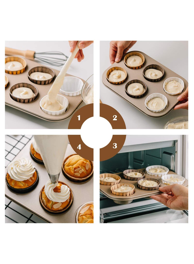 Sweet seven 150pcs Heavy Duty Cupcake Cases - Greaseproof Muffin Cups for Weddings, Birthdays & Parties - White, Brown, Dark Brown Disposable Baking Cups - Image 2