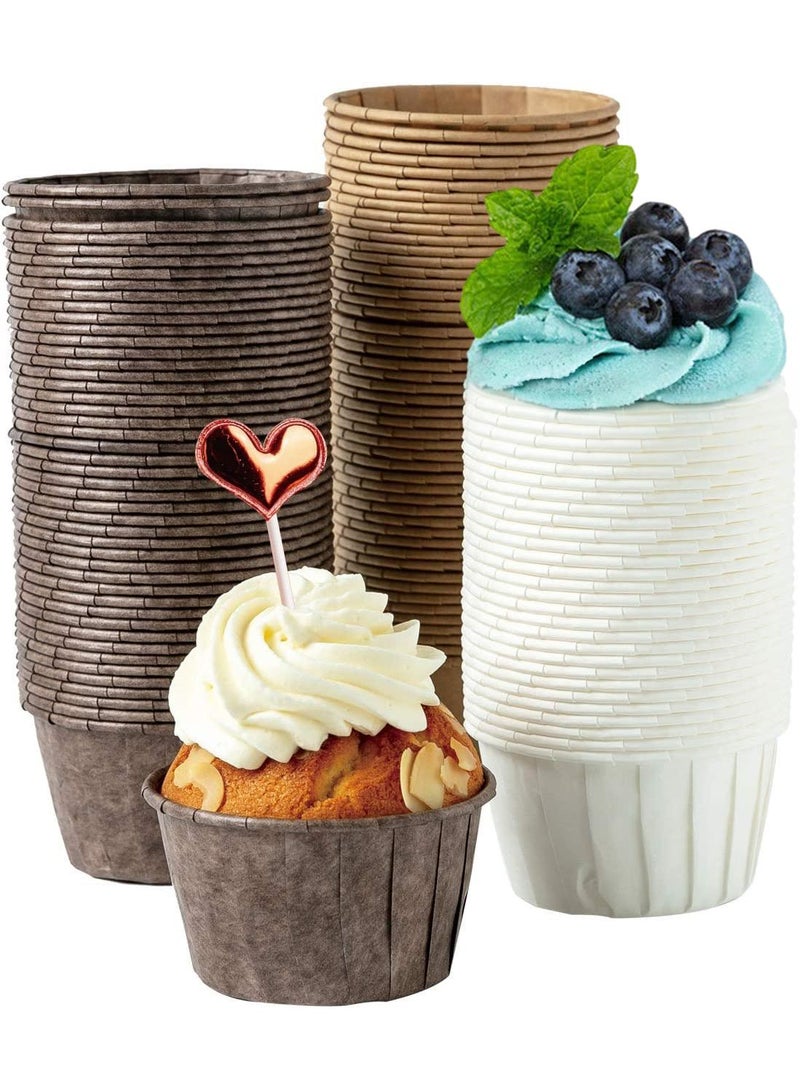 Sweet seven 150pcs Heavy Duty Cupcake Cases - Greaseproof Muffin Cups for Weddings, Birthdays & Parties - White, Brown, Dark Brown Disposable Baking Cups - Image 1