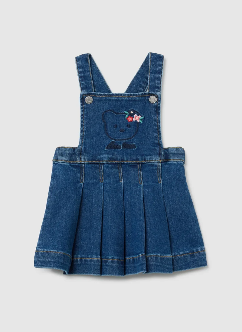 Ovs BLUE STRETCH DENIM BABY DRESS REGULAR FIT