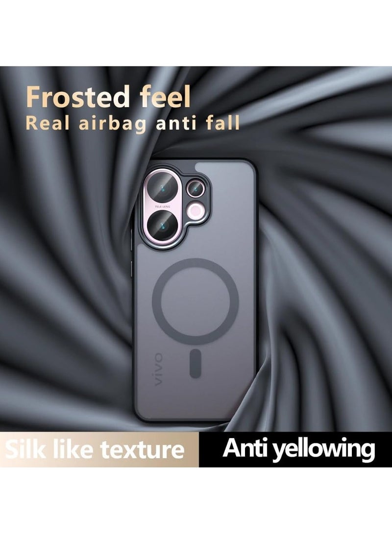 general Magnetic case compatible with Vivo V60 5G, matte semi-transparent black case with anti-yellowing safety airbag PC+TPU shockproof protective back cover suitable for Vivo V60 - Image 4