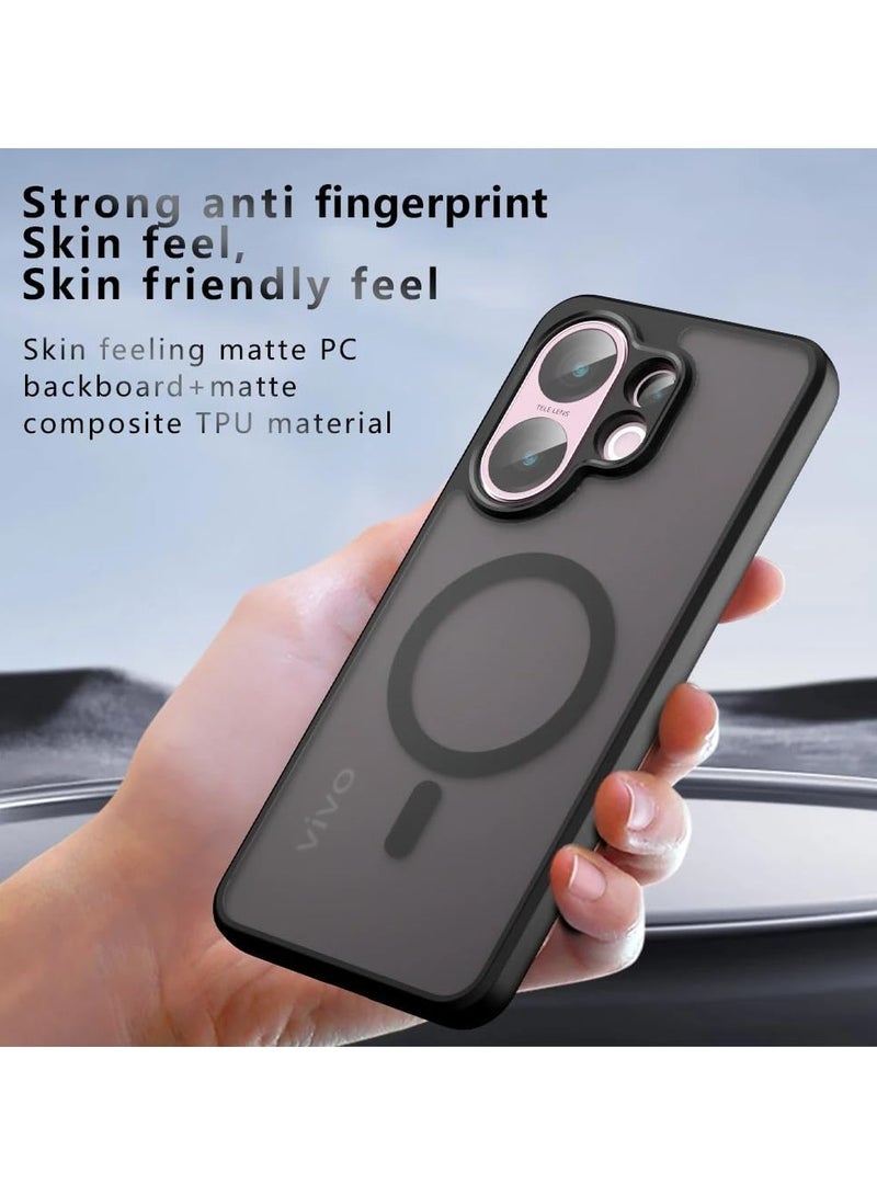 general Magnetic case compatible with Vivo V60 5G, matte semi-transparent black case with anti-yellowing safety airbag PC+TPU shockproof protective back cover suitable for Vivo V60 - Image 3