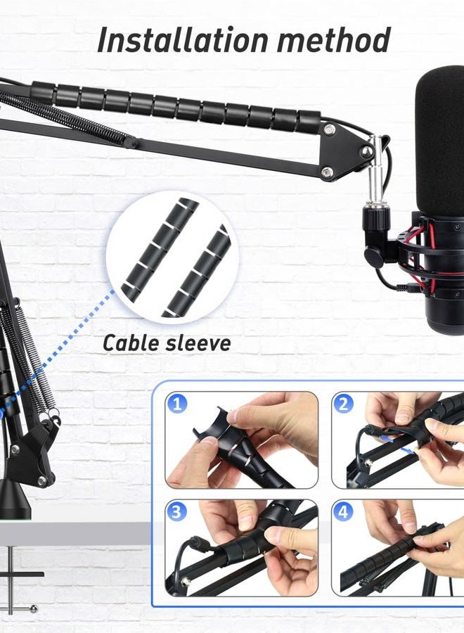 SUNMON HyperX QuadCast Boom Arm，Adjustable Suspension Microphone Boom Arm for HyperX QuadCast, QuadCast S Boom Arm – Upgrade C Clamp, 2 Cable Ties, Pop Filter Cover Compatible with HyperX Microphone - Image 2