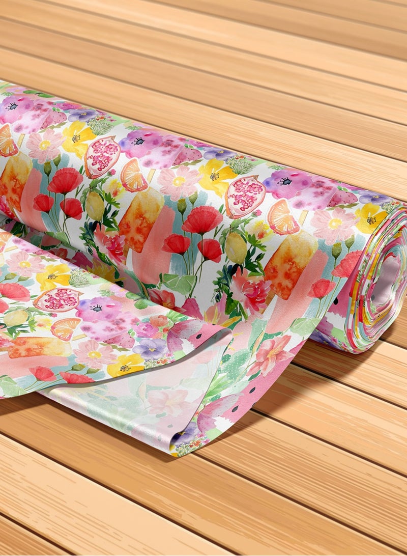 Vellato Al Lail Aramny Silk Fabric By The Yard Pink Green Floral Ice Cream Jalabiya Makhweer Dressmaking 58 Inches Width - Image 5