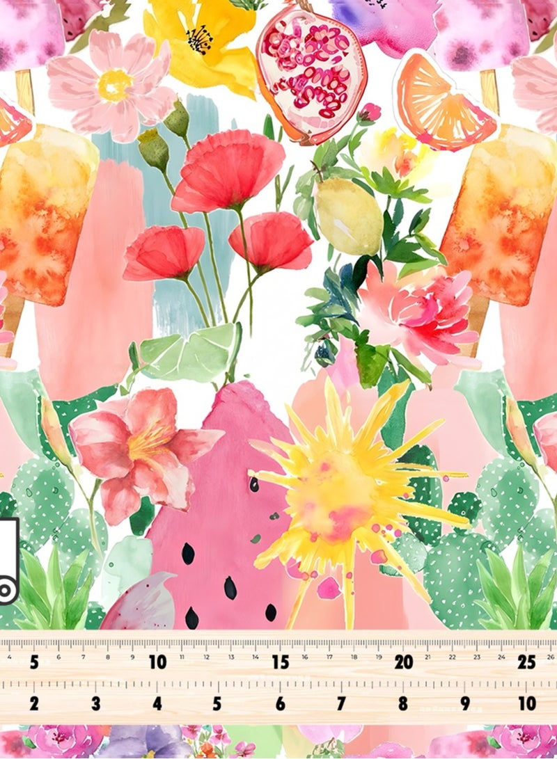 Vellato Al Lail Aramny Silk Fabric By The Yard Pink Green Floral Ice Cream Jalabiya Makhweer Dressmaking 58 Inches Width - Image 4