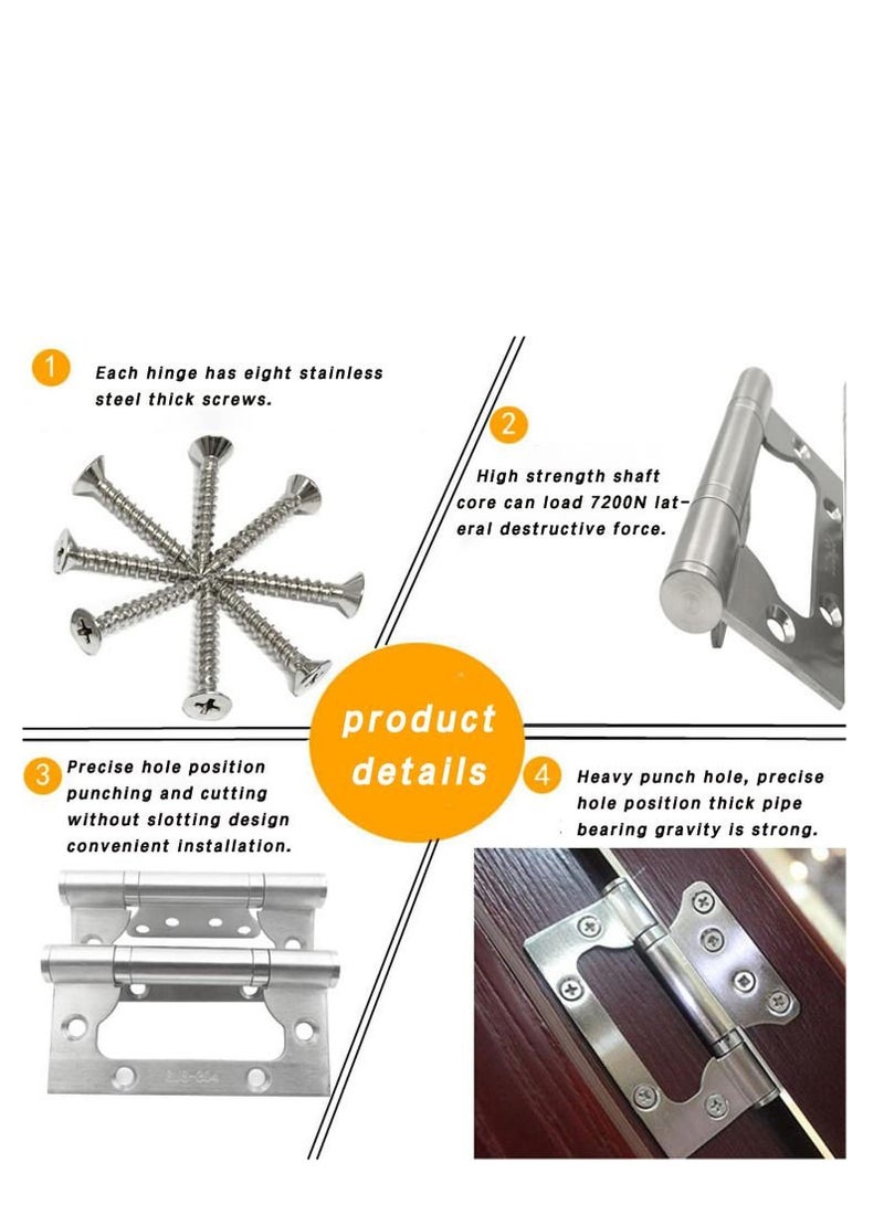 SOLARAE 4 Pack Non Mortise Door Hinges, Stainless Steel Interior Door Hinges with Screws, Smooth, and Easy to Install, for Bedroom,  Furniture Hardware (Silver) - Image 5