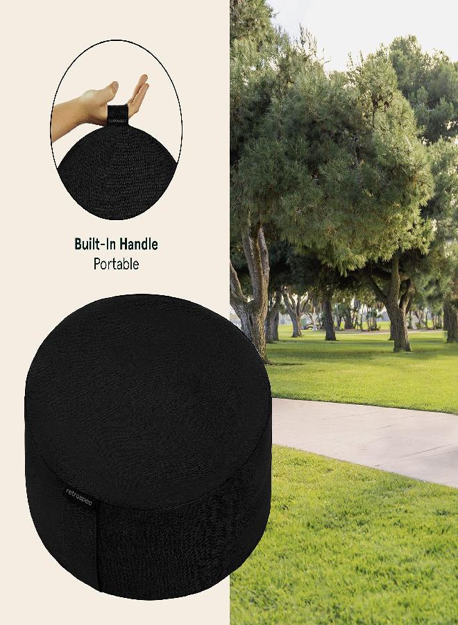 Retrospec Sedona Zafu Meditation Cushion Filled W/Buckwheat Hulls - Yoga Pillow For Meditation Practices - Machine Washable 100% Cotton Cover & Durable Carry Handle; Round, Black - Image 3