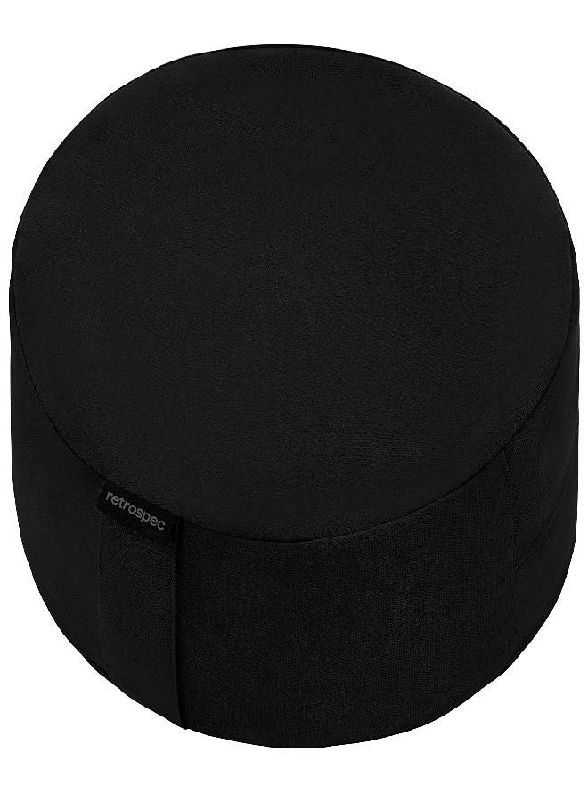 Retrospec Sedona Zafu Meditation Cushion Filled W/Buckwheat Hulls - Yoga Pillow For Meditation Practices - Machine Washable 100% Cotton Cover & Durable Carry Handle; Round, Black - Image 1