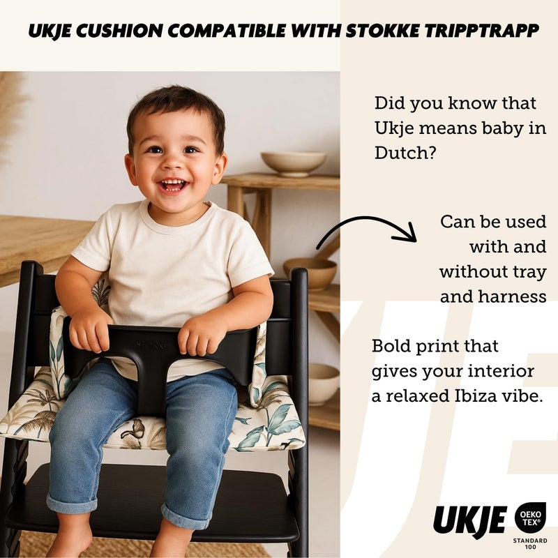 UKJE Cushion Compatible with Stokke Tripp Trapp (Old and New Model) 2 Pieces, Baby High Chair Cushion, Laminated BPA-Free Oeko-Tex Certified Cotton, Easy to Clean, Handmade in Europe, Forest - Image 3