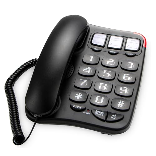 SIWMER Large Button Corded Phone for Seniors - Photo Speed Dial, Volume Control, Speakerphone, Extra-Long Cord, Flash Alert, Easy-to-Use Desk Telephone，Suitable for Multiple scenarios - Image 1