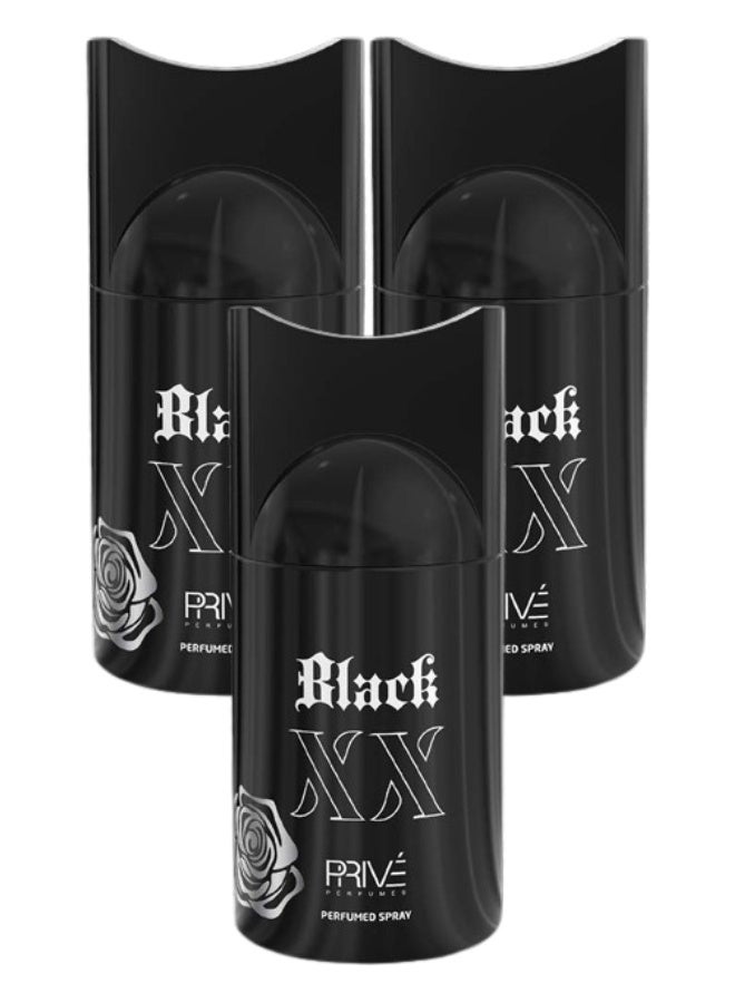 PRIVE 3 Pieces Black XX Body Spray 250ML - Image 1