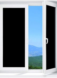 ORKbiz Total Blackout Frosted Window Film Privacy Reusable Blackout Window Film, Static Cling Room Darkening Glue Free Curtains for Day Sleeping Bedroom and Bathroom, UV Resistant Black Glass Sticker  - Image 1