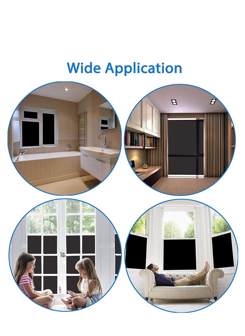 ORKbiz Total Blackout Frosted Window Film Privacy Reusable Blackout Window Film, Static Cling Room Darkening Glue Free Curtains for Day Sleeping Bedroom and Bathroom, UV Resistant Black Glass Sticker  - Image 5