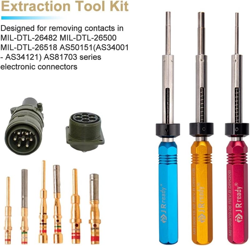 JRready ST5135 Extraction Tool Kit, DRK12B M81969/19-02 DRK16B M81969/19-01 DRK20B M81969/19-06,Terminal Pin Removal Tool Kit - Image 4