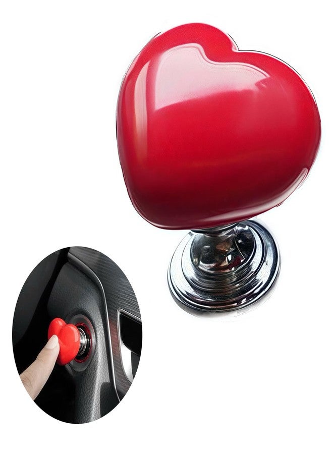 enttgo Car One-Touch Start Button with Push-to-Start Rocker Lever, Engine Start/Stop Joystick, and Full Metal Ball-bar Starter Cover for Decorative Accessories (Metal Heart - Red) - Image 1