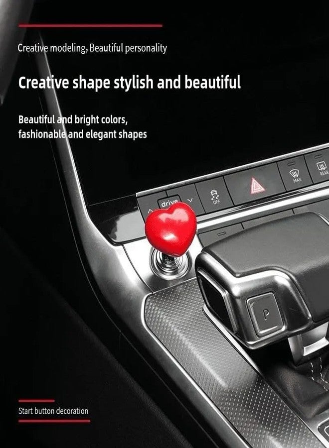 enttgo Car One-Touch Start Button with Push-to-Start Rocker Lever, Engine Start/Stop Joystick, and Full Metal Ball-bar Starter Cover for Decorative Accessories (Metal Heart - Red) - Image 3