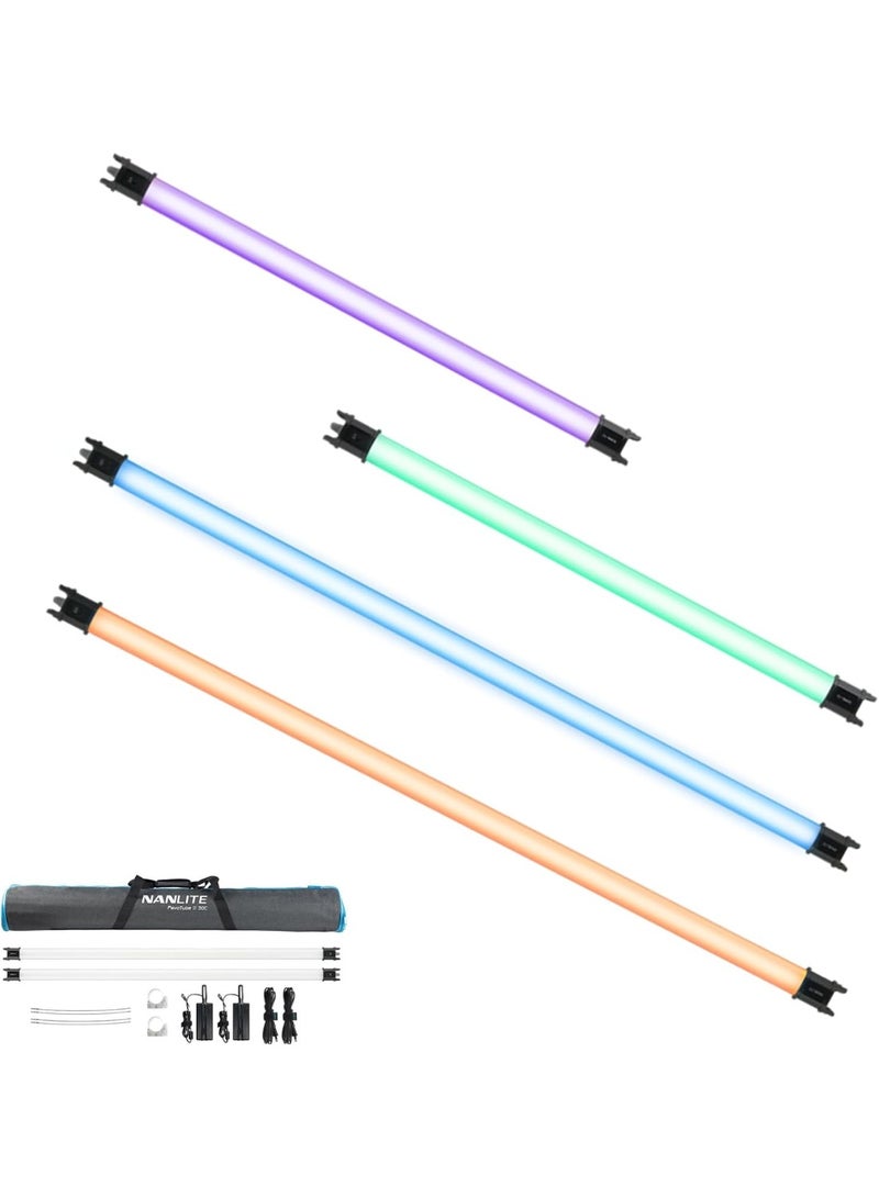 NANLITE PavoTube II 30C RGBWW LED Light Tube 2 Kit Portable LED Video Light with Battery AC Charger Mounts and Carrying Case Professional RGBWW Tube Light for Photography and Video Shooting - Image 1