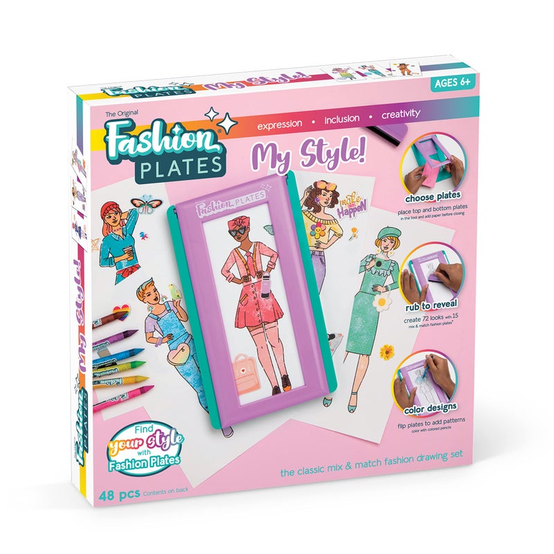 PlayMonster Fashion Plates My Style  Girls MixandMatch Drawing Kit Arts and Crafts Coloring Art Supplies Craft Supplies Stencils Crayons Included Create Your Own Designs Ages 6 - Image 2